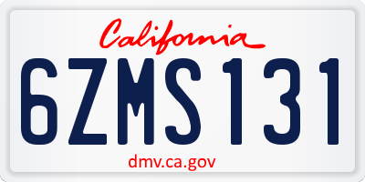 CA license plate 6ZMS131