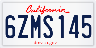CA license plate 6ZMS145