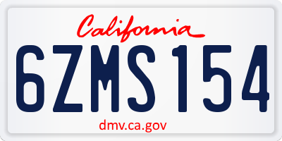 CA license plate 6ZMS154