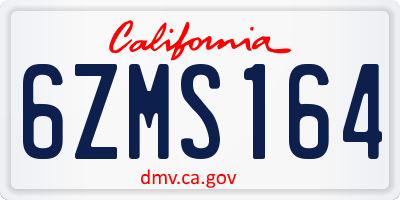 CA license plate 6ZMS164