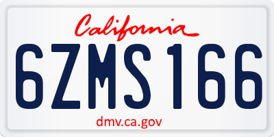 CA license plate 6ZMS166