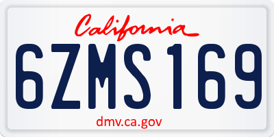 CA license plate 6ZMS169
