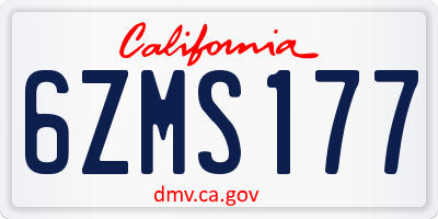 CA license plate 6ZMS177