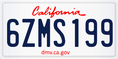 CA license plate 6ZMS199