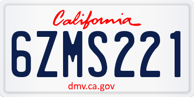 CA license plate 6ZMS221