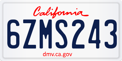 CA license plate 6ZMS243