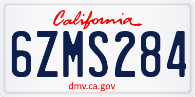 CA license plate 6ZMS284