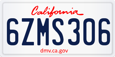 CA license plate 6ZMS306