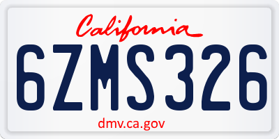 CA license plate 6ZMS326