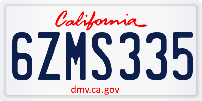 CA license plate 6ZMS335
