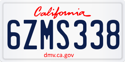 CA license plate 6ZMS338