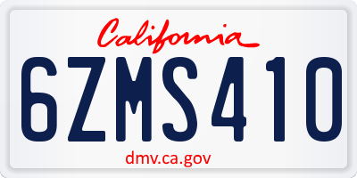 CA license plate 6ZMS410