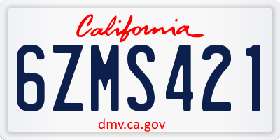 CA license plate 6ZMS421