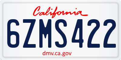 CA license plate 6ZMS422