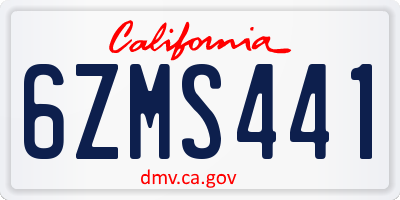 CA license plate 6ZMS441