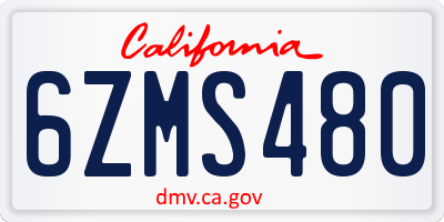 CA license plate 6ZMS480