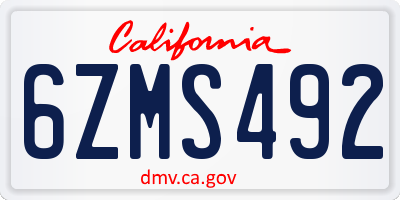 CA license plate 6ZMS492