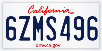 CA license plate 6ZMS496