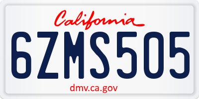 CA license plate 6ZMS505