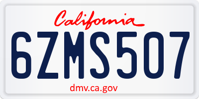 CA license plate 6ZMS507