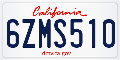 CA license plate 6ZMS510
