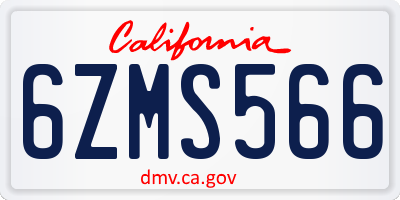 CA license plate 6ZMS566