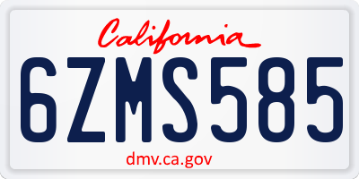 CA license plate 6ZMS585