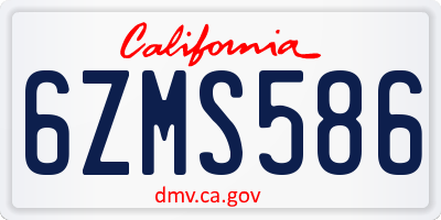 CA license plate 6ZMS586