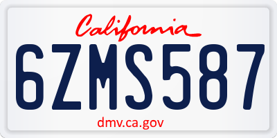 CA license plate 6ZMS587