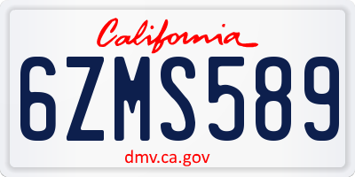 CA license plate 6ZMS589