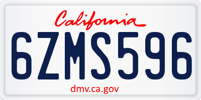 CA license plate 6ZMS596