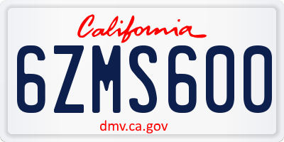 CA license plate 6ZMS600