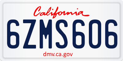CA license plate 6ZMS606