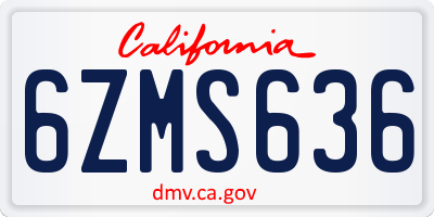 CA license plate 6ZMS636
