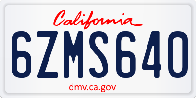 CA license plate 6ZMS640