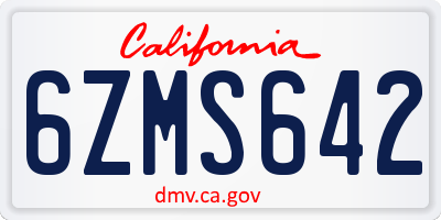 CA license plate 6ZMS642