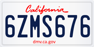CA license plate 6ZMS676
