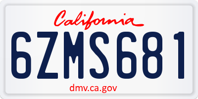 CA license plate 6ZMS681