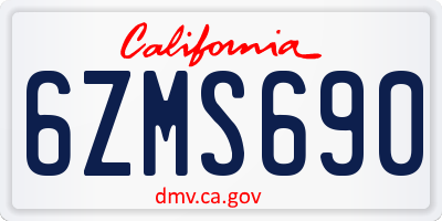 CA license plate 6ZMS690