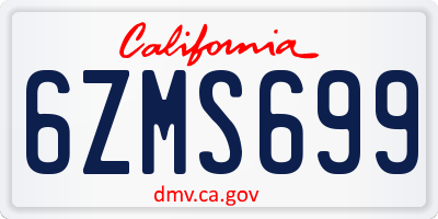CA license plate 6ZMS699