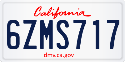 CA license plate 6ZMS717