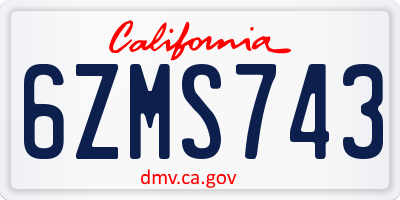 CA license plate 6ZMS743