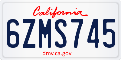 CA license plate 6ZMS745