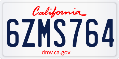 CA license plate 6ZMS764