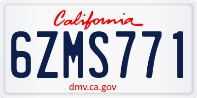 CA license plate 6ZMS771