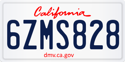 CA license plate 6ZMS828