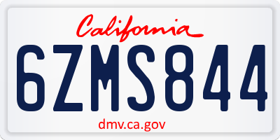 CA license plate 6ZMS844