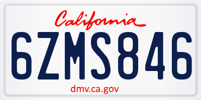 CA license plate 6ZMS846