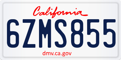 CA license plate 6ZMS855