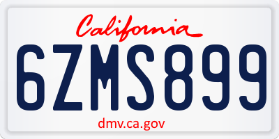 CA license plate 6ZMS899